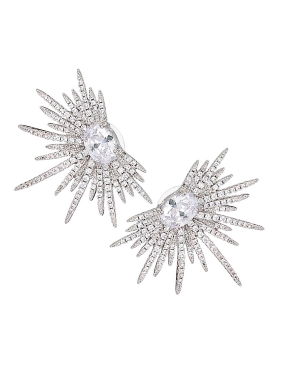 Claw Earrings | Bridal Jewelry | Crystal Earrings | White Gold Plated